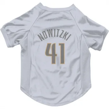 White Dallas Mavericks Dirk Nowitzki   Gray Dog & Cat Pet Jersey